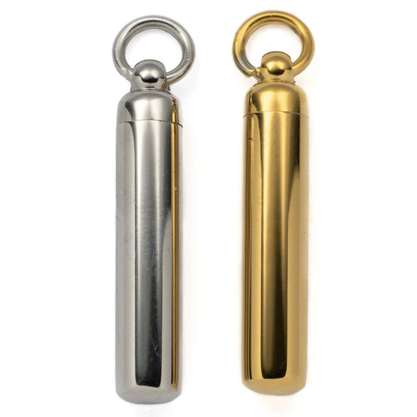 Cherry Tree Beads 304 Stainless Steel 5x29mm Container Pendant - 1 per bag  Cherry Tree Beads 304 Stainless Steel 5x29mm Container Pendant - 1 per bag