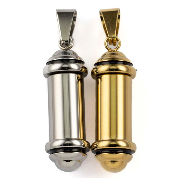 Cherry Tree Beads 304 Stainless Steel 8x33mm Container Pendant - 1 per bag  Cherry Tree Beads 304 Stainless Steel 8x33mm Container Pendant - 1 per bag