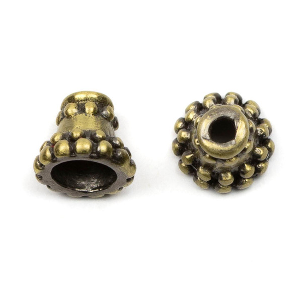 Cherry Tree Beads Brass 6x7mm Dotted Cone Beads - 12 per bag  Cherry Tree Beads Brass 6x7mm Dotted Cone Beads - 12 per bag
