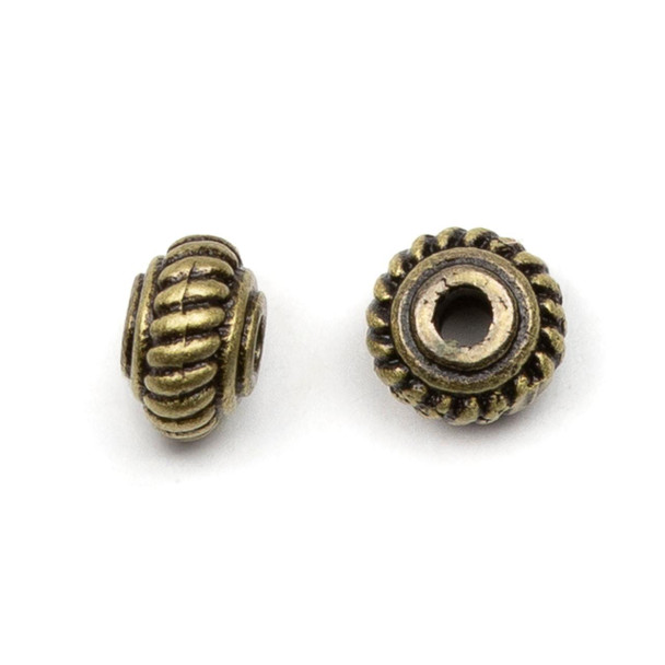 Cherry Tree Beads Brass 3x4.5mm Rope-Detailed Spacer Beads - 24 per bag  Cherry Tree Beads Brass 3x4.5mm Rope-Detailed Spacer Beads - 24 per bag