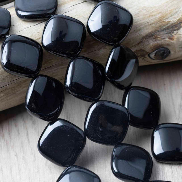 Cherry Tree Beads Special Gems - Onyx 21mm Diagonally Drilled Square Beads - 16 inch strand 