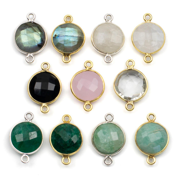 Cherry Tree Beads Gemstone 13x20mm Faceted Coin Link with Bezel - 1 per bag  Cherry Tree Beads Gemstone 13x20mm Faceted Coin Link with Bezel - 1 per bag
