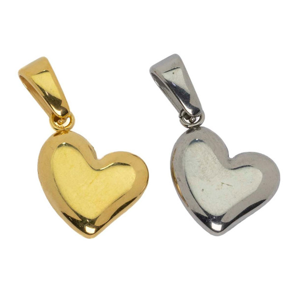 Cherry Tree Beads 304 Stainless Steel 9x10.7mm Heart Charm with Bail - 2 per bag  Cherry Tree Beads 304 Stainless Steel 9x10.7mm Heart Charm with Bail - 2 per bag