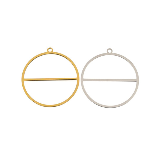 Cherry Tree Beads 304 Stainless Steel 28x30mm Hoop with Bar Pendant - 2 per bag 