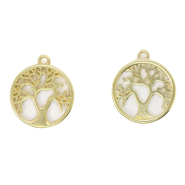 Cherry Tree Beads Brass 16mm Tree of Life Coin Charms - 2 per bag 