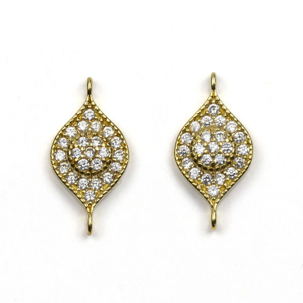 Cherry Tree Beads Brass 7.5x16mm Marquise Links with Clear Cubic Zirconia Crystals - 2 per bag  Cherry Tree Beads Brass 7.5x16mm Marquise Links with Clear Cubic Zirconia Crystals - 2 per bag