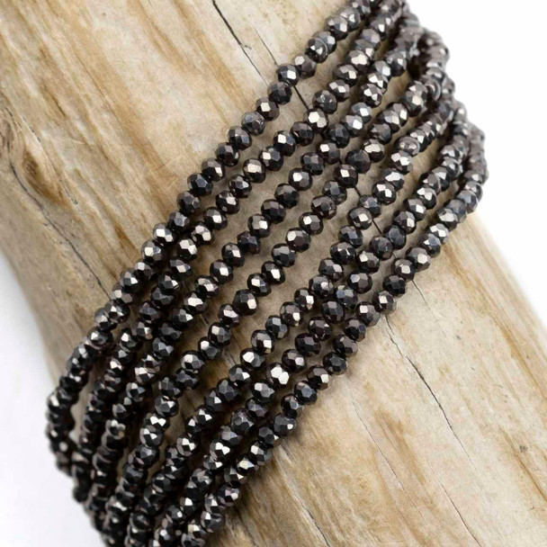 Cherry Tree Beads Crystal Beads - approx. 2x2.5mm Opaque Dark Bronze Faceted Rondelles, 15 inch strand 
