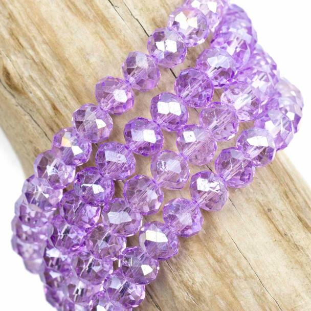 Cherry Tree Beads Crystal Beads - approx. 6x8mm Light Orchid Purple Faceted Rondelles with AB finish, 15 inch strand 