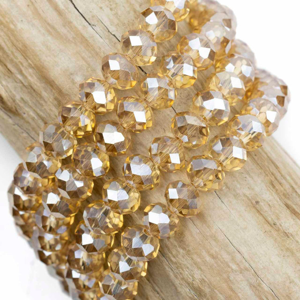 Cherry Tree Beads Crystal Beads - approx. 6x8mm Champagne Faceted Rondelles, 15 inch strand 