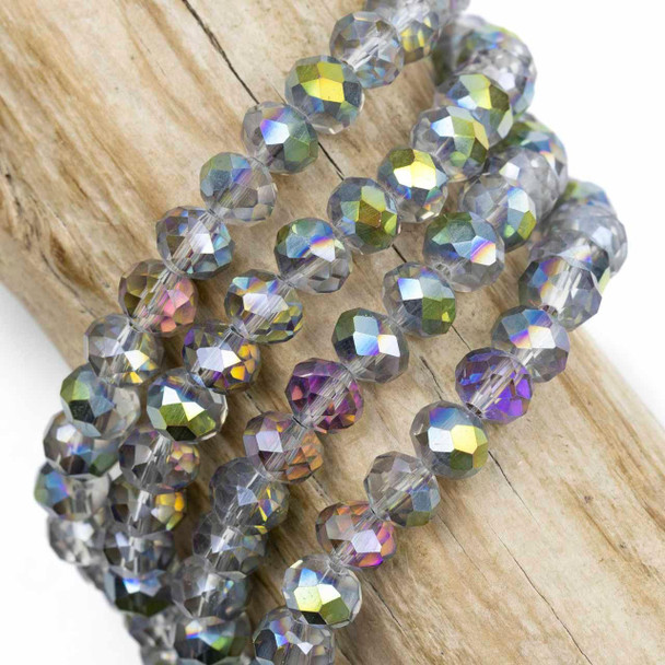 Cherry Tree Beads Crystal Beads - approx. 6x8mm Fairy Garden Purple and Green Faceted Rondelles, 15 inch strand 