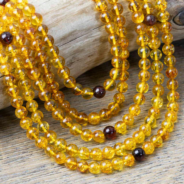 Cherry Tree Beads Amber 6mm Round Beads - 30 inch strand 
