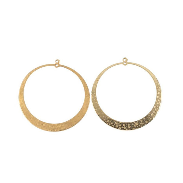 Cherry Tree Beads Brass 45x47mm Dimpled Hoop Pendants - 4 per bag 