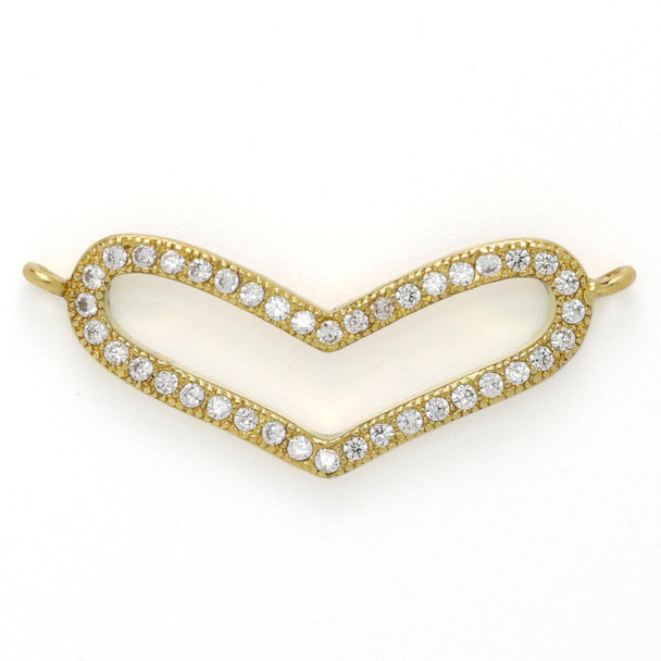 Cherry Tree Beads Brass 10.5x27mm Heart Pendant with Clear Cubic Zirconia Crystals - 1 per bag 