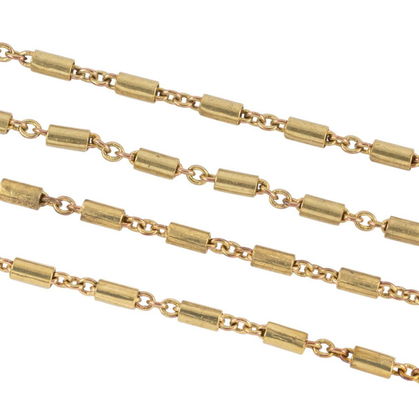 Cherry Tree Beads Brass Chain with 3x6mm Tube and Links - 2 meter  Cherry Tree Beads Brass Chain with 3x6mm Tube and Links - 2 meter