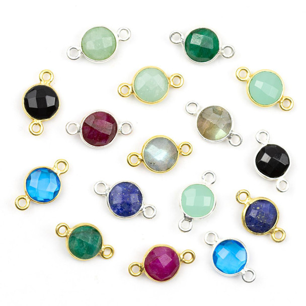 Cherry Tree Beads Gemstone 8x15mm Faceted Tiny Coin Link with Bezel - 1 piece 