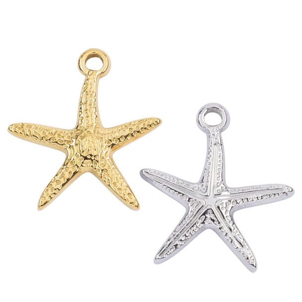 316 Stainless Steel 19x20.5 Starfish Charms - 2 per bag