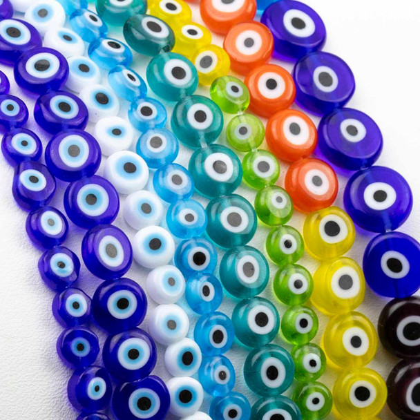 Cherry Tree Beads Glass Evil Eye Coin Beads - 15 inch strand 