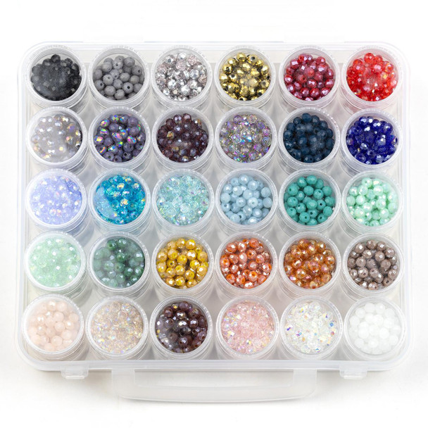 Cherry Tree Beads Designer Crystal Collection- 3x4mm Rondelle- 30 Colors Box Set 