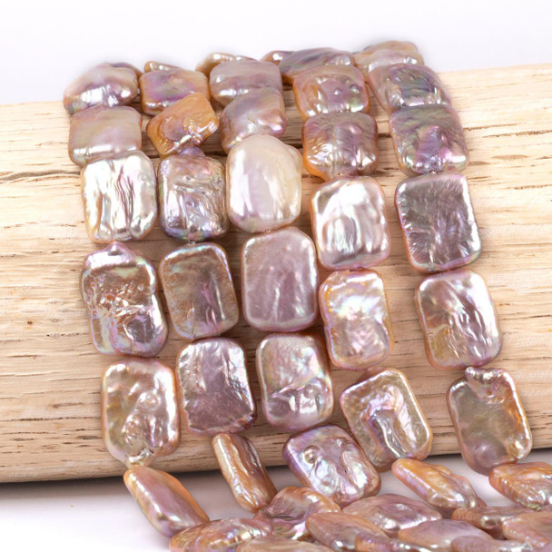 Cherry Tree Beads Freshwater Pearl 13x16mm Pink and Purple Rectangle Beads - 8 inch strand 
