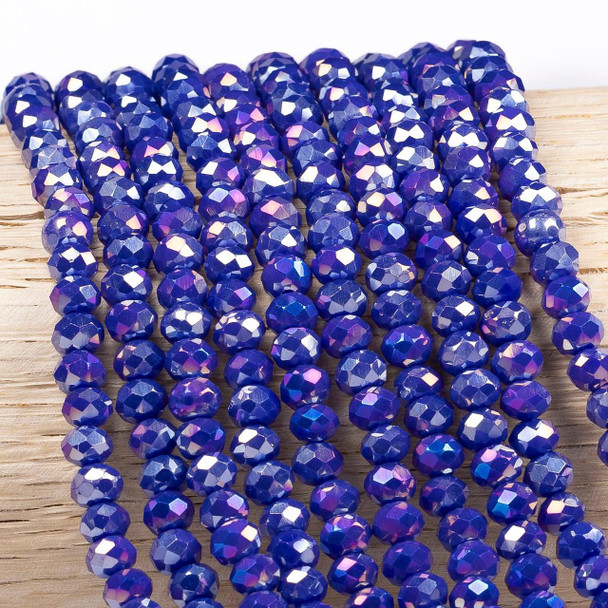 Cherry Tree Beads Crystal 4.5x6mm Opaque Royal Blue Faceted Rondelle Beads - 15 inch strand 