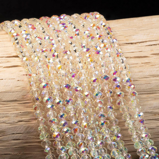 Cherry Tree Beads Crystal 3x4.5mm Pale Yellow Faceted Rondelle Beads with Golden AB finish - 15 inch strand 