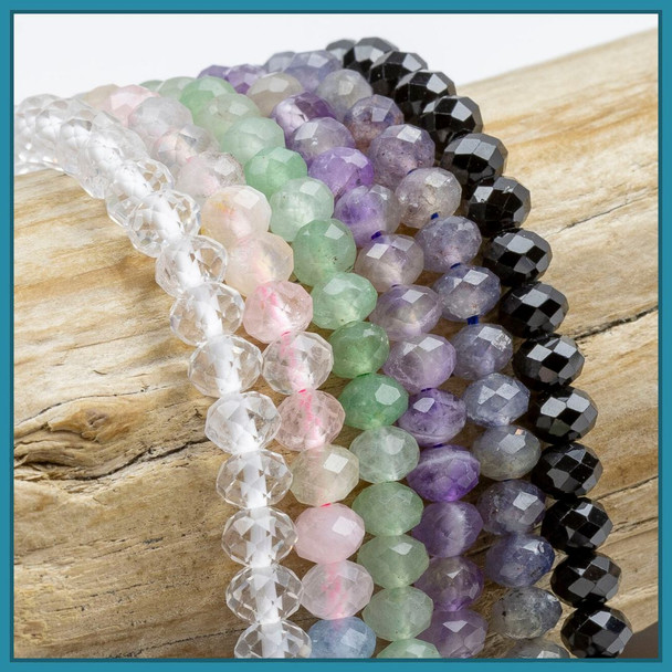 Natural Gemstone 4x5mm Faceted Rondelle Beads - 15 inch strand