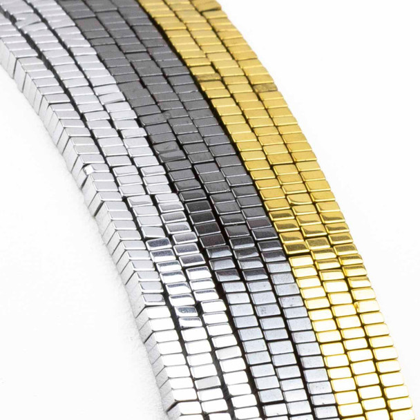 Hematite 1x2mm Square Heishi Beads - 16 inch strand