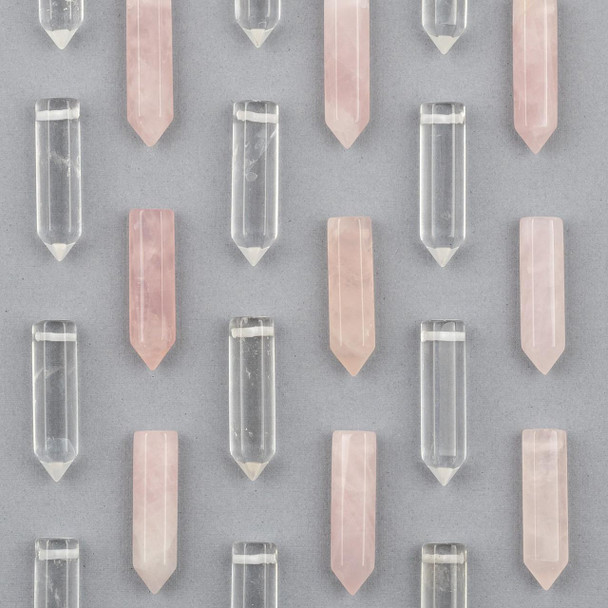 Cherry Tree Beads Quartz 7.5x30mm Flat Top, Top Drilled Single Terminated Hexagonal Point Pendant - 1 per bag 