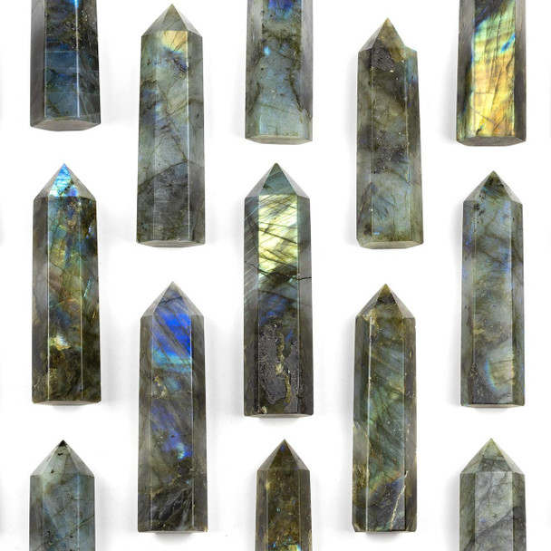 Cherry Tree Beads Blue Labradorite Tower - 1 piece, approx. 3-4 inches 