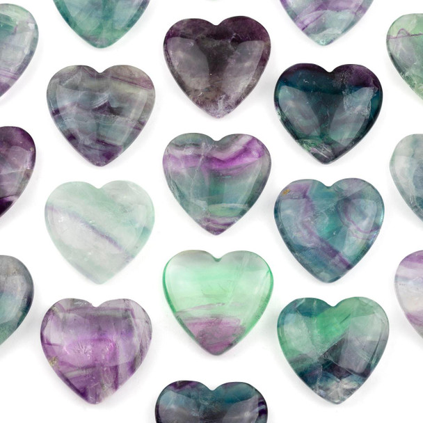 Cherry Tree Beads Fluorite 38x39mm Heart Specimen 