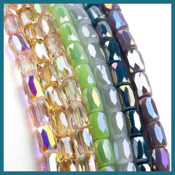 Crystal 4x6.5mm Faceted Tube Beads - 8 inch strand