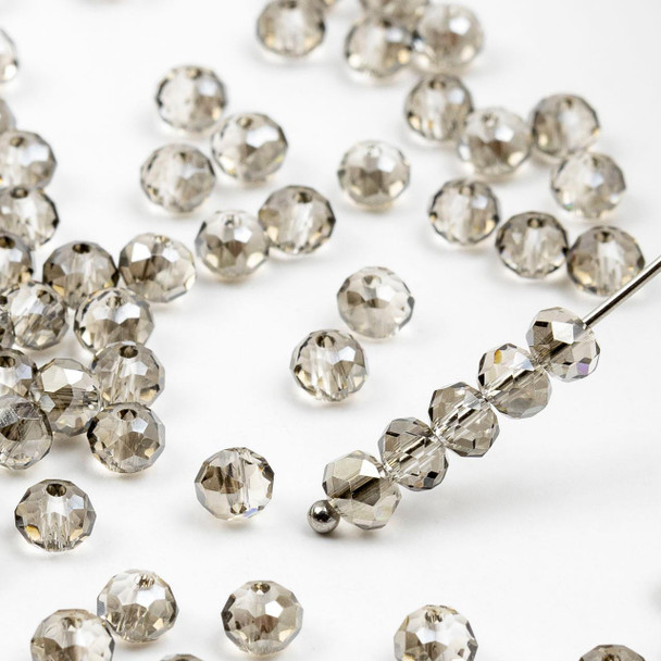Cherry Tree Beads Crystal 3.5x4.5mm Black Diamond Gray Faceted Rondelle Beads - 15 inch strand 