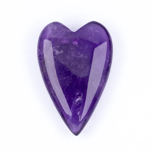 Cherry Tree Beads Amethyst 20x30mm Top Drilled Heart Pendant - 1 per bag 