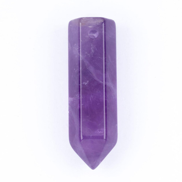 Cherry Tree Beads Amethyst 10x35.5mm Flat Top, Top Drilled Single Terminated Hexagonal Point Pendant - 1 per bag 