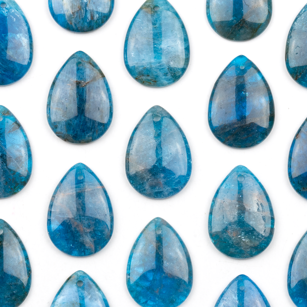 Apatite 18x25mm Front-to-Back Top Drilled Teardrop Pendant with a Flat Back - 1 per bag