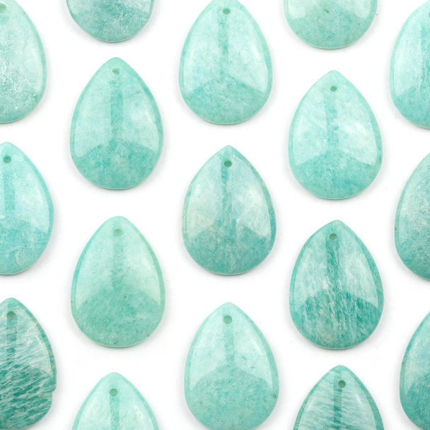 Russian Amazonite 18x25mm Front-to-Back Top Drilled Teardrop Pendant with a Flat Back - 1 per bag