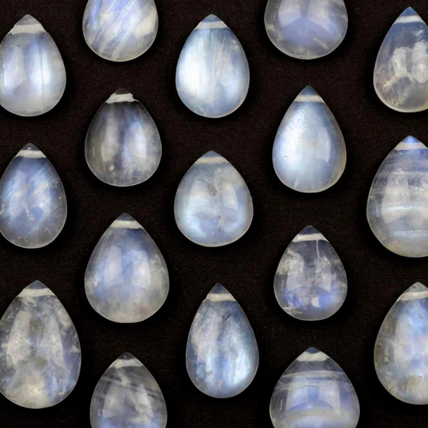 Cherry Tree Beads Blue Moonstone 15x20mm-19x23mm Top Side Drilled Teardrop Pendant with a Flat Back - 1 per bag 