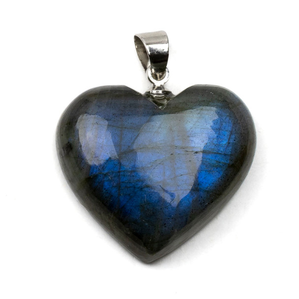 Blue Labradorite 20x22mm Heart Pendant with Flat Back - 1 per bag