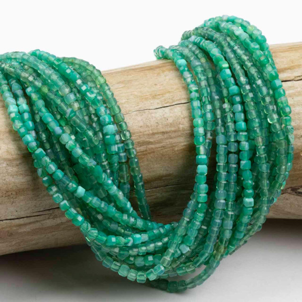 Cherry Tree Beads BOGO Green Agate 2mm Faceted Cube Beads - 15 inch strands 