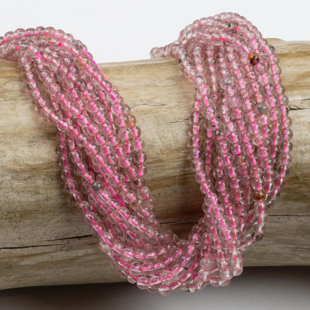 Cherry Tree Beads BOGO Strawberry Quartz 2mm Round Beads - 15 inch strands 