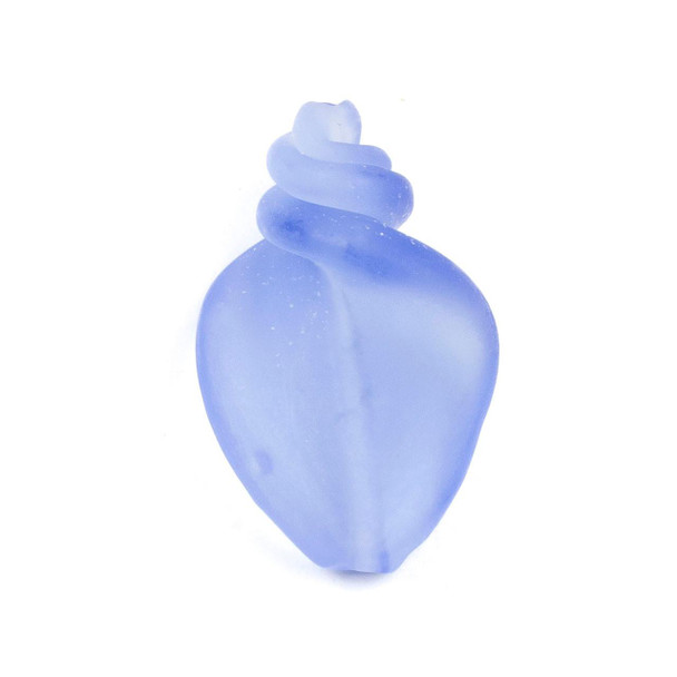  Handmade Lampwork Glass 16x26mm Matte Blue Conch Shell Bead - 1 per bag 