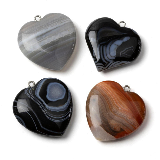 Cherry Tree Beads Sardonyx Heart Pendants - 1 per bag 