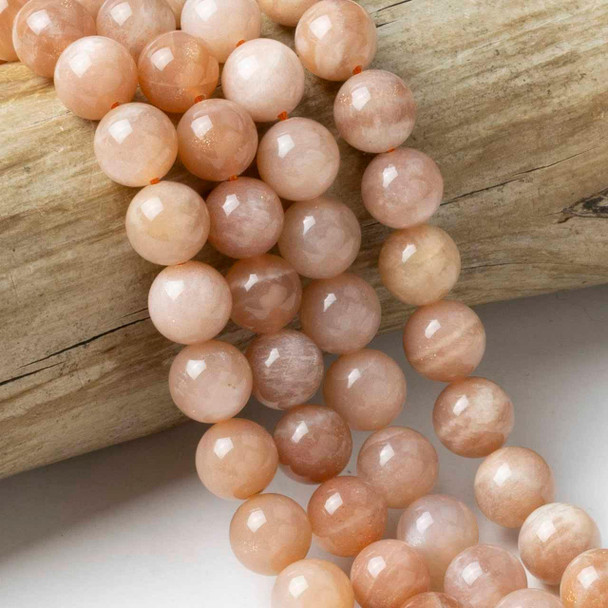 Cherry Tree Beads Peach Moonstone 9mm Round Beads - 15 inch strand 