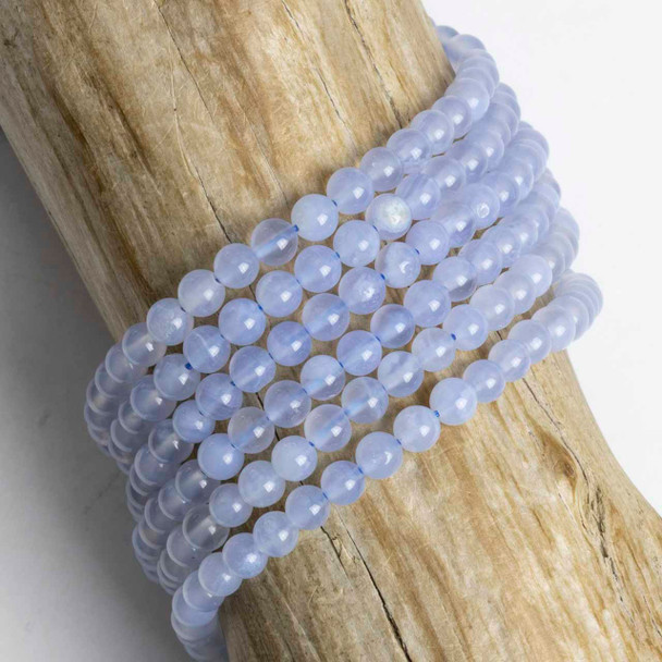 Blue Lace Agate 4mm Round Beads - 15 inch strand