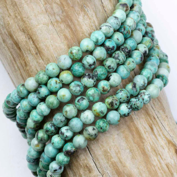 African Turquoise Grade A 4mm Round Beads - 15 inch strand