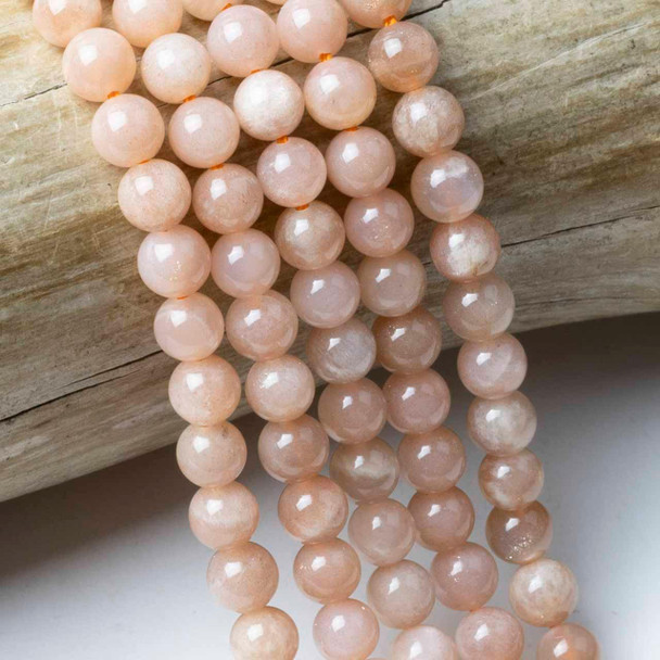Cherry Tree Beads Peach Moonstone 5-6mm Round Beads - 15 inch strand 