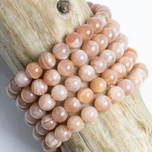 Cherry Tree Beads Peach Moonstone 7mm Round Beads - 15 inch strand 