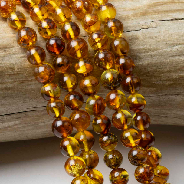 Amber 6-7mm Round Beads - 15 inch strand