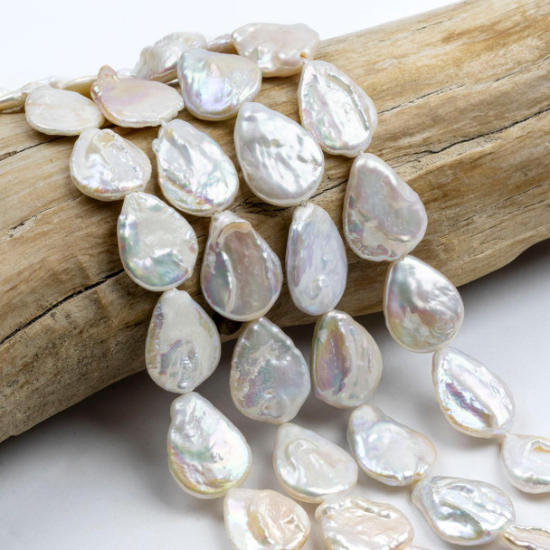 Cherry Tree Beads White Freshwater Pearl approx. 14x19mm Teardrop Beads - 15 inch strand 
