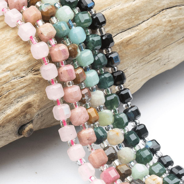 Cherry Tree Beads Natural Gemstone 6mm Faceted Cube Beads - 15 inch strand 